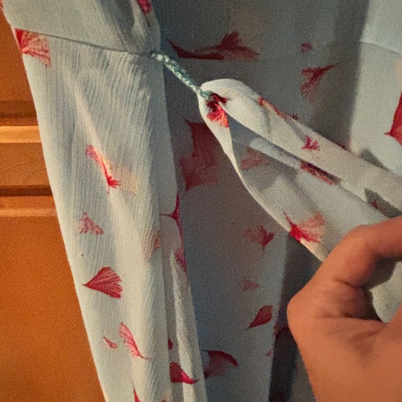 Banana Republic size 8 & 10 Blue Red Belted Flutter Sleeve Floral A-Line Women - Picture 10 of 15